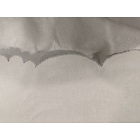 Vintage Handmade Embroidered Bed Coverlet White Linen Silver Butterfly NWT - Picture 9 of 9